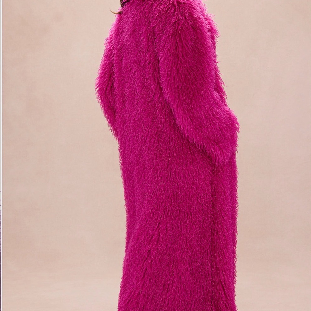 Fashion Nova Fuchsia Faux Fur Long Coat
